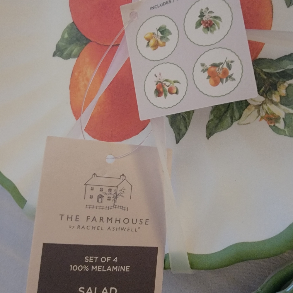 The‎ Farmhouse by Rachel Ashwell Set of 8 Melamine 8" Scalloped Salad Plates NEW - Picture 7 of 10